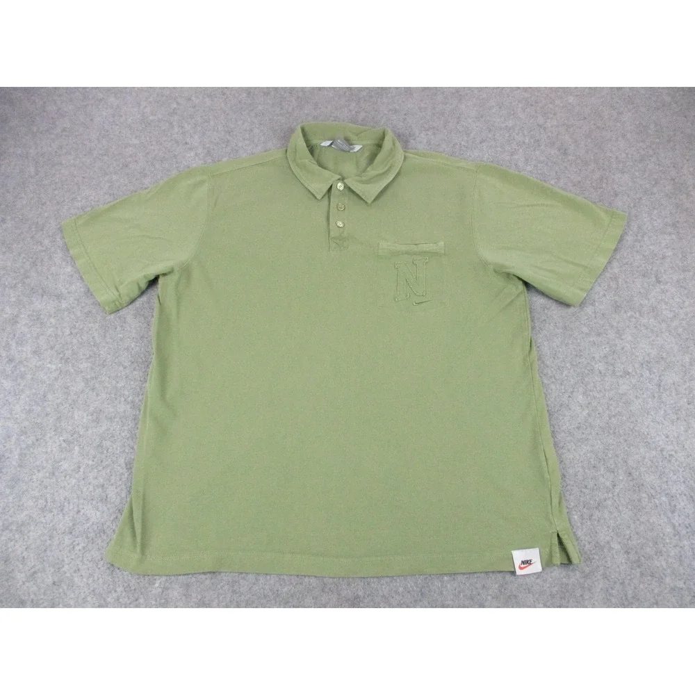 VINTAGE Nike Polo Shirt Mens Medium Green N Pocket Embroidered Swoosh Golf Y2K